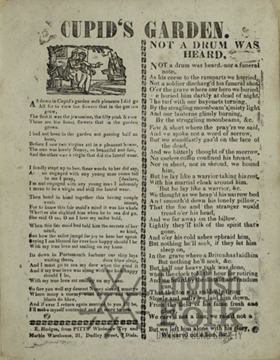 A printed broadside titled Cupid's Garden.