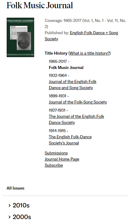 Screen-capture showing list of past editions
